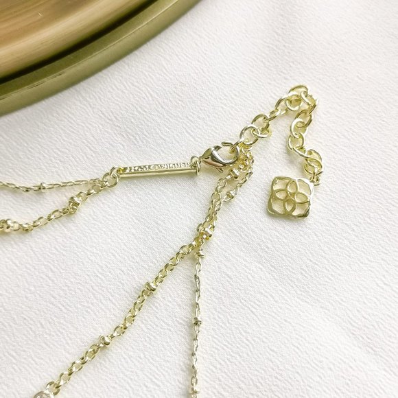 **SOLD**. Elisa Dichroic Glass Multi Strand Necklace Gold - Picture 3 of 3